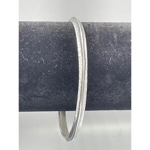 Chicos Silver Tone Hammered Texture Slim‎ Bangle Bracelet Stacking Minimalist